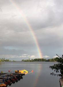 Beautiful rainbow over Callander Bay